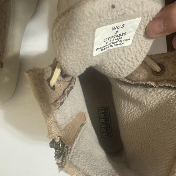 Sperry Womens Winter Rain Duck Boots womens 9 waterproof quilted upper cream - Picture 5 of 7